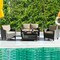 Costway 8PCS Patio Rattan Furniture Set Solid Wood Leg Cushioned Sofa Garden Lawn